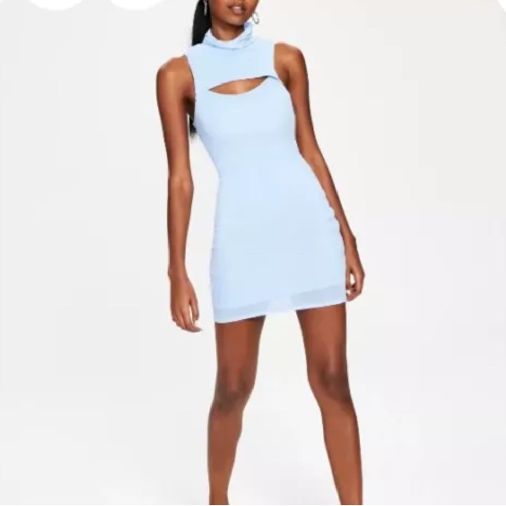 Bar III women’s mock-neck dress blue whisper